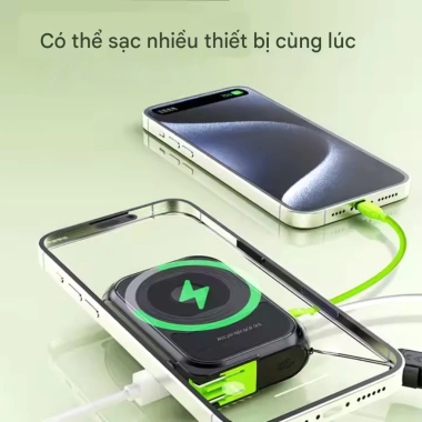 Pin sạc dự phòng không dây 20.000mAh Type‑C & Lightning: Sạc đa thiết bị, 529.000₫