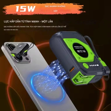 Pin sạc dự phòng không dây 20.000mAh Type‑C & Lightning: Sạc đa thiết bị, 529.000₫