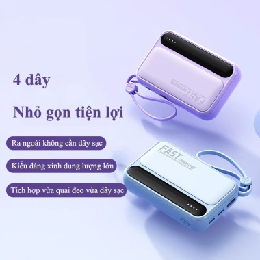 Pin sạc dự phòng mini 20.000mAh, sạc nhanh, kèm 4 dây sạc tiện dụng - 259k 5 Pin sạc dự phòng mini 20.000mAh, sạc nhanh, kèm 4 dây sạc tiện dụng - 259k 5