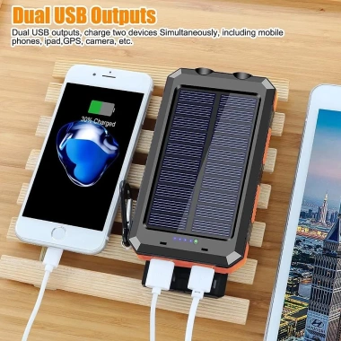 Pin sạc dự phòng năng lượng mặt trời 20.000mAh, đèn LED, sạc nhanh cho smartphone 5 Pin sạc dự phòng năng lượng mặt trời 20.000mAh, đèn LED, sạc nhanh cho smartphone 5