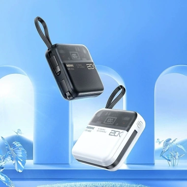 Pin sạc dự phòng REMAX RPP-603 20.000mAh, 2 cáp sạc nhanh cho iPhone Android, PD 22.5W + QC 20W - Giá 635k
