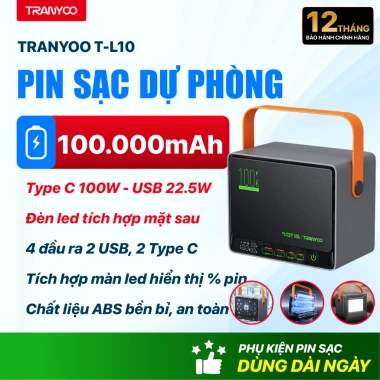 Pin sạc dự phòng TRANYOO 100.000mAh - 5 cổng, sạc 4 thiết bị cùng lúc, giá 755.000₫ 2 Pin sạc dự phòng TRANYOO 100.000mAh - 5 cổng, sạc 4 thiết bị cùng lúc, giá 755.000₫ 2