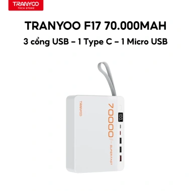 Pin sạc dự phòng TRANYOO 100.000mAh - 5 cổng, sạc 4 thiết bị cùng lúc, giá 755.000₫
