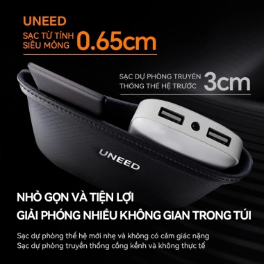 Pin sạc dự phòng UNEED QI2 20W siêu mỏng 0.65cm sạc nhanh, hút từ mạnh 12.000/6.000mAh giá 459.000 VND
