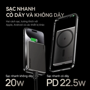 Pin sạc dự phòng UNEED QI2 20W siêu mỏng 0.65cm sạc nhanh, hút từ mạnh 12.000/6.000mAh giá 459.000 VND 6 Pin sạc dự phòng UNEED QI2 20W siêu mỏng 0.65cm sạc nhanh, hút từ mạnh 12.000/6.000mAh giá 459.000 VND 6