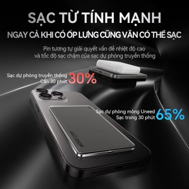 Pin sạc dự phòng UNEED QI2 20W siêu mỏng 0.65cm sạc nhanh, hút từ mạnh 12.000/6.000mAh giá 459.000 VND