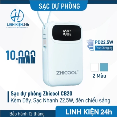 Pin sạc dự phòng Zhicool CB20 CB21 10.000-20.000mAh sạc nhanh 22.5W đèn LED giá 299.000 VND