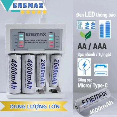 Pin Sạc Enemax 12.000mAh - Sạc Nhanh, Ngắt Tự Động, Chống Cháy Nổ, Vạch Báo % Pin, An Toàn