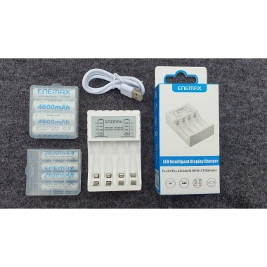 Pin sạc Enemax 1.5V Combo 4 AA 4.600mAh + 4 AAA 2.600mAh, Hộp sạc 2 đáy, Sạc trên 3.500 lần - Giá 349.000₫