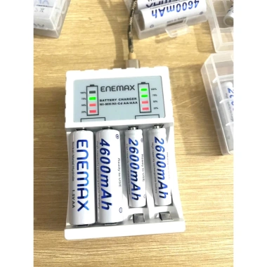 Pin sạc Enemax 4.600mAh + Bộ sạc nhanh, Hộp 4 Pin AA karaoke, đồng hồ, báo % pin – 187k 6 Pin sạc Enemax 4.600mAh + Bộ sạc nhanh, Hộp 4 Pin AA karaoke, đồng hồ, báo % pin – 187k 6
