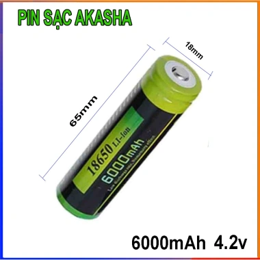 Pin sạc lại Akasha 18.650 4.2V 6.000mAh - Giá chỉ 35.000₫, tiết kiệm năng lượng