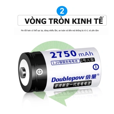 Pin sạc lại Doublepow Size C 2.750mAh dùng cho bình nước nóng, bếp gas - Giá 52.000đ 4