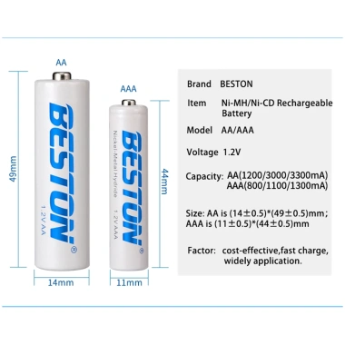 Pin Sạc NiMH AA BESTON 1.2V 3.000mAh 4 Viên Giá Ưu Đãi 135.000 VND 3 Pin Sạc NiMH AA BESTON 1.2V 3.000mAh 4 Viên Giá Ưu Đãi 135.000 VND 3