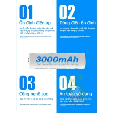 Pin Sạc NiMH AA BESTON 1.2V 3.000mAh 4 Viên Giá Ưu Đãi 135.000 VND