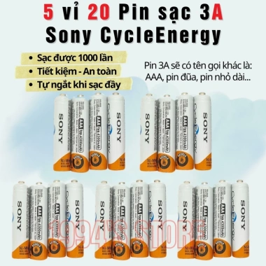 Pin sạc Sony AA 4.600mAh & AAA 4.300mAh 5 vỉ 20 viên - 2A/3A, dùng cho Micro Karaoke, 120k 2