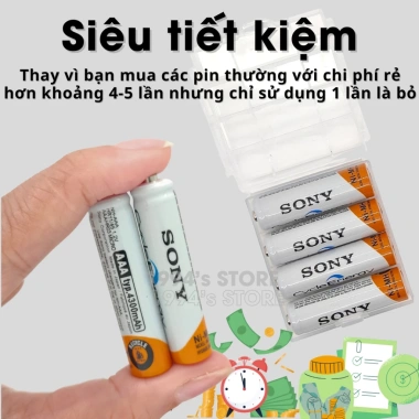 Pin sạc Sony AA 4.600mAh & AAA 4.300mAh 5 vỉ 20 viên - 2A/3A, dùng cho Micro Karaoke, 120k 6