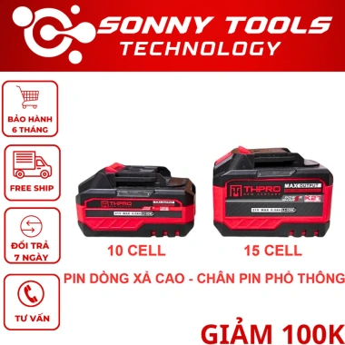 Pin THPRO 15 Cell 21V 6Ah Vỏ chống cháy, va đập, chân 4cm máy khoan, máy siết - Giá 293.000₫ 3