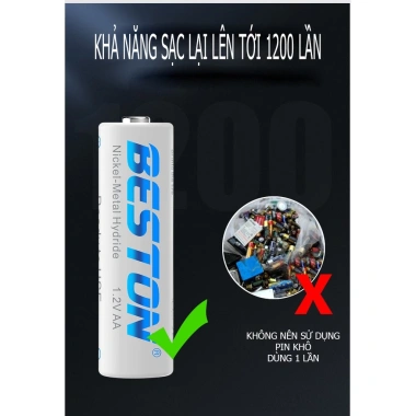 Pin tiểu sạc AA 1.200mAh Beston Hộp 4 viên - Giá chỉ 55.000₫, chất lượng cao 3