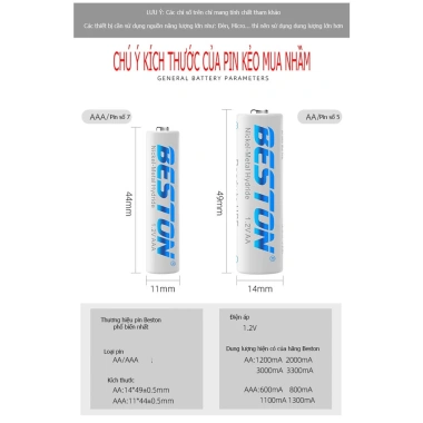 Pin tiểu sạc AA 1.200mAh Beston Hộp 4 viên - Giá chỉ 55.000₫, chất lượng cao 7