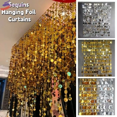 PIXELSKY Dây Hạt Sequin Bạc 1m Kim Sa Lấp Lánh - Trang Trí Rèm Giấy PVC