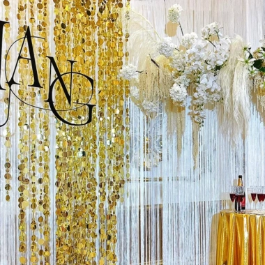 PIXELSKY Dây Hạt Sequin Bạc 1m Kim Sa Lấp Lánh - Trang Trí Rèm Giấy PVC