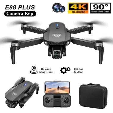 PIycam Mini Flycam Giá Rẻ E88 PLUS - Máy Bay Không Người Lái, Camera Kép, Cảm Biến Tránh Độ Cao, 449.000 VND