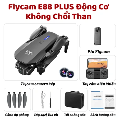 PIycam Mini Flycam Giá Rẻ E88 PLUS - Máy Bay Không Người Lái, Camera Kép, Cảm Biến Tránh Độ Cao, 449.000 VND