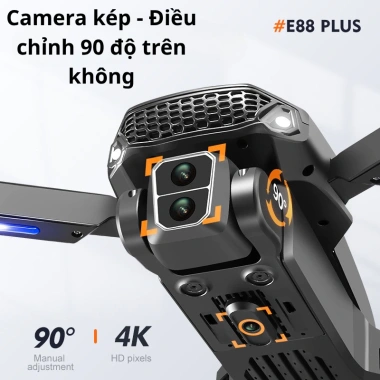 PIycam Mini Flycam Giá Rẻ E88 PLUS - Máy Bay Không Người Lái, Camera Kép, Cảm Biến Tránh Độ Cao, 449.000 VND