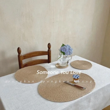 Placemat Vải Lanh Nhật Bản - Thảm Cách Nhiệt, Chống Bỏng Nồi Bát, Dệt Cỏ Độc Đáo 2
