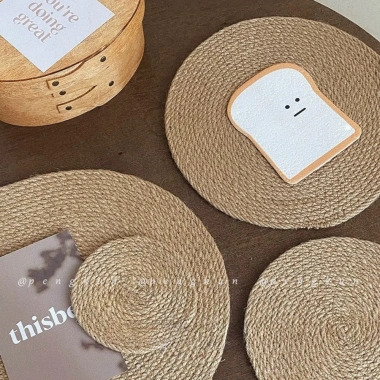 Placemat Vải Lanh Nhật Bản - Thảm Cách Nhiệt, Chống Bỏng Nồi Bát, Dệt Cỏ Độc Đáo 9