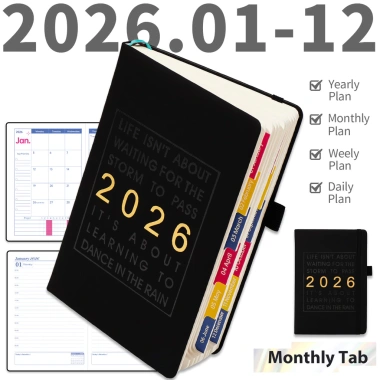 Planner 2.026 Hàng tuần & Hàng tháng Kawaii A5 - Sổ giấy da PU VPP, 166.400₫