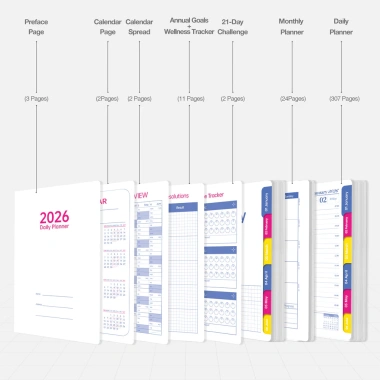 Planner 2.026 Hàng tuần & Hàng tháng Kawaii A5 - Sổ giấy da PU VPP, 166.400₫