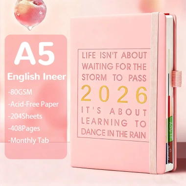 Planner 2.026 Hàng tuần & Hàng tháng Kawaii A5 - Sổ giấy da PU VPP, 166.400₫