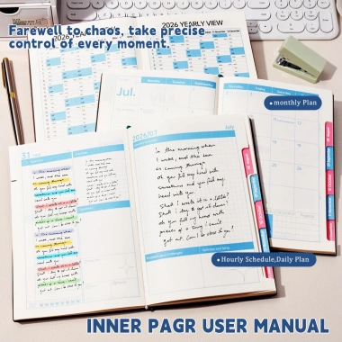 Planner A5 bìa mềm da Tiếng Anh 2.026 - Lịch năm, tuần, ngày, sổ tay có túi sau, dành cho sinh viên & văn phòng phẩm - Giá chỉ 36.000₫ 3