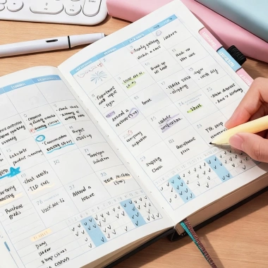Planner A5 bìa mềm da Tiếng Anh 2.026 - Lịch năm, tuần, ngày, sổ tay có túi sau, dành cho sinh viên & văn phòng phẩm - Giá chỉ 36.000₫ 4