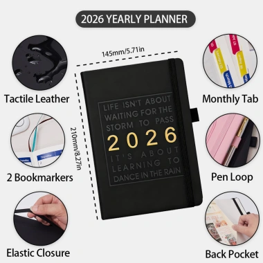 Planner A5 Vintage 2.026: Sổ tay Da PU Hàng ngày, tuần, tháng, Quà tặng Lịch trình, Giá 189.000 VNĐ