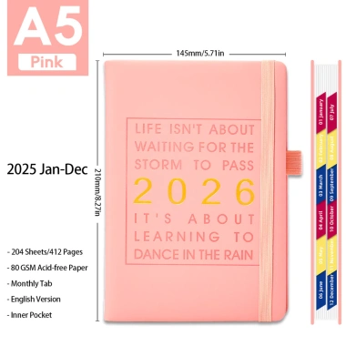Planner A5 Vintage 2.026: Sổ tay Da PU Hàng ngày, tuần, tháng, Quà tặng Lịch trình, Giá 189.000 VNĐ