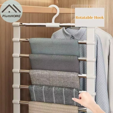 PlumHOME Móc Treo Quần Inox Gập Lại, Tiết Kiệm Không Gian Tủ Quần Áo