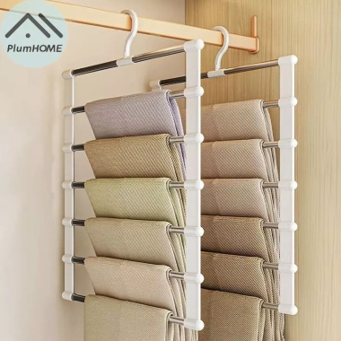 PlumHOME Móc Treo Quần Inox Gập Lại, Tiết Kiệm Không Gian Tủ Quần Áo