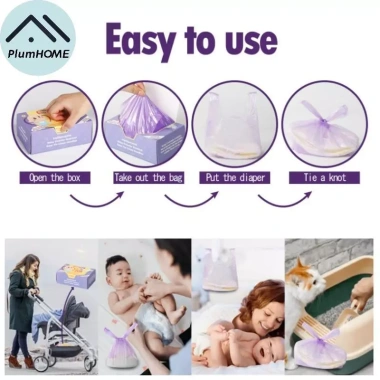 PlumHOME Túi Đựng Rác Di Động 100/200 Túi Nappy Dùng Một Lần, Thơm, Vệ Sinh Nữ Tính - Giá 97.350 VND