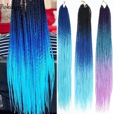 POKINGE 30 Rễ Tóc xoắn Senegal, bện móc chuyển màu, móc khóa 24 inch thời trang bím tóc