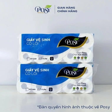POSY Combo Gia Đình 2 Bìa GVS 10 Cuộn 3 Lớp Mềm Mịn Thoáng Nhẹ Tiết Kiệm 2