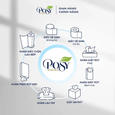 POSY Combo Gia Đình 2 Bìa GVS 10 Cuộn 3 Lớp Mềm Mịn Thoáng Nhẹ Tiết Kiệm 6
