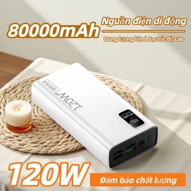 Power Bank 80.000mAh sạc nhanh 120W, đa cổng USB, sạc đồng thời, an toàn, giảm giá 459.999₫