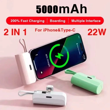Power Bank Capsule Mini 5.000mAh Wireless Sạc nhanh Pin ngoài khẩn cấp cho iPhone Type-C - Giá ưu đãi 284.571₫