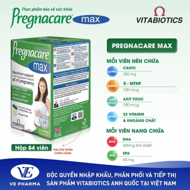 PREGNACARE MAX Vitabiotics – Thực phẩm bổ sung vitamin, khoáng chất cho bà bầu & bé bú