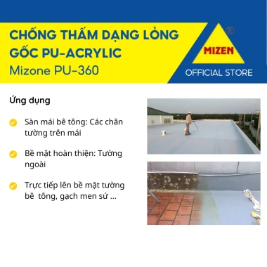 PU360 Chống Thấm Đa Năng 5Kg - Bảo Vệ Tường, Trần, Sàn Bê Tông, Gạch Men, Bể Nước, Hồ Cá - Giá Ưu Đãi 525k 3