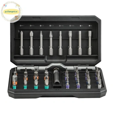 Pufangnice 42 trong 1 bộ tuốc nơ vít Ratchet từ tính tháo rời, T-Handle Magneticizer, mô‑men xoắn đa năng DIY