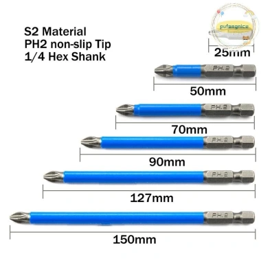 Pufangnice Bit Tua Vít Điện 1/4 inch Chống Trượt Chuôi Lục Giác PH2 VN Giá 34.540đ 3