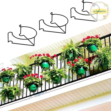 Pufangnice Chậu Hoa Sắt Đỡ Giỏ Tròn - Giá Treo Ban Công, Trang Trí Cửa Sổ, 108k 2